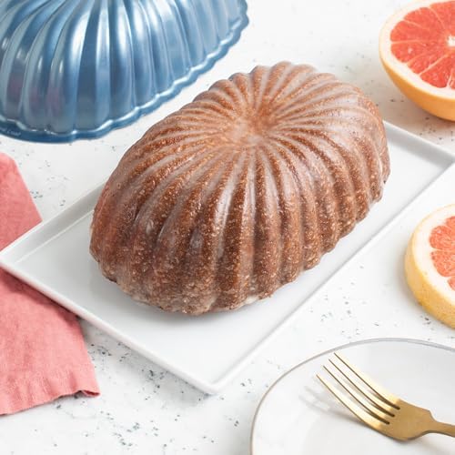 Nordic Ware Formed Fluted Loaf Pan, 6 Cups, Twilight Blue