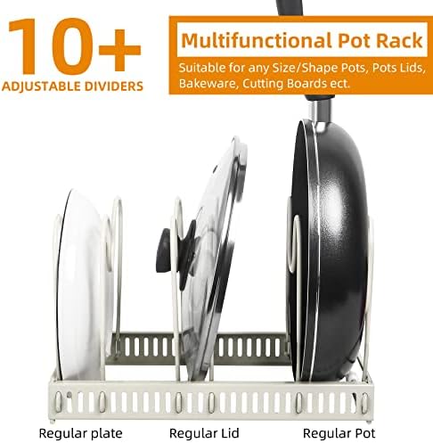ROOHUA Pot and Pan Lid Organizer Rack for Under Cabinet, 12"-23" Expandable