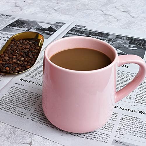Bosmarlin Glossy Ceramic Coffee Mugs Set of 2, Tea Cup for Office and Home, 18 oz, Suitable for Dishwasher and Microwave(Pink, 2)