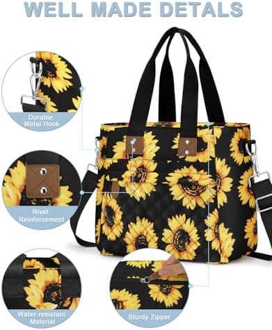 Capolo Lunch Bag for Women,Small Insulated Lunchbox Tote Reusable,M-Flower