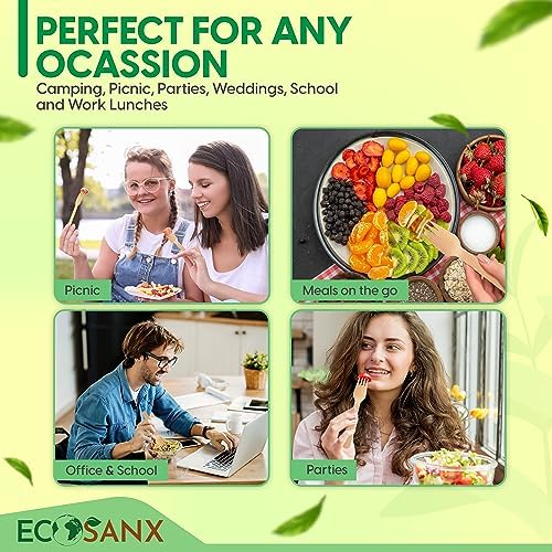 ECOSANX® 300 PCs Wooden spoons for eating, 6.5" Splinter Free small disposable spoons, Eco-Friendly, 100% All-Natural Compostable spoons for Outdoor, Bamboo spoon Disposable for Camping Events & More