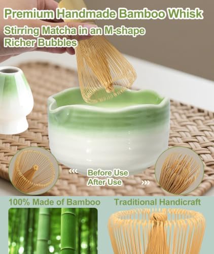 JBER Matcha Set, 7PCS Matcha Whisk Set with Bamboo Whisk for Matcha Starter