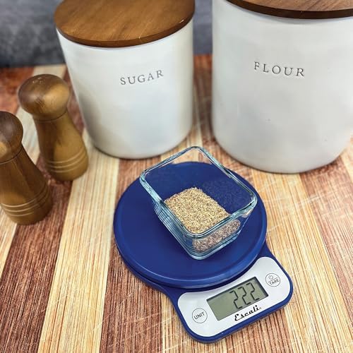 Escali Telero Digital Food Scale, High Precision Kitchen Scale for Cooking, Baking, Portion Control, Meal Prep, Weigh in Grams and Ounces, 11 lb Capacity, Blue (T136)