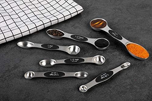 Magnetic Measuring Spoons Set of 6 Dual Sided Stackable Measuring Spoons