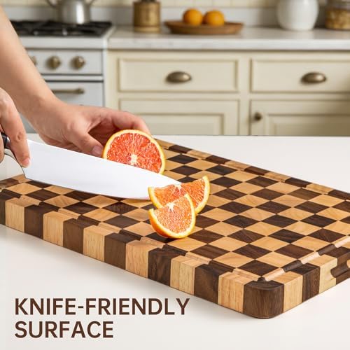 Wooden Cutting Boards for Kitchen, 1.2" Checkered Cutting Board