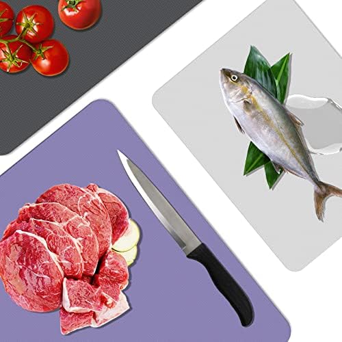 WK Flexible Plastic Cutting Boards for Kitchen Set of 6, Non Slip Cutting Board Mats with Hole, Cutting Boards for Meat, BPA Free, Dishwasher Safe, Multi Size