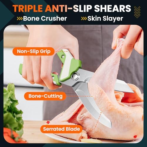 Poultry Shears, 2-in-1 Heavy Duty Kitchen Scissors