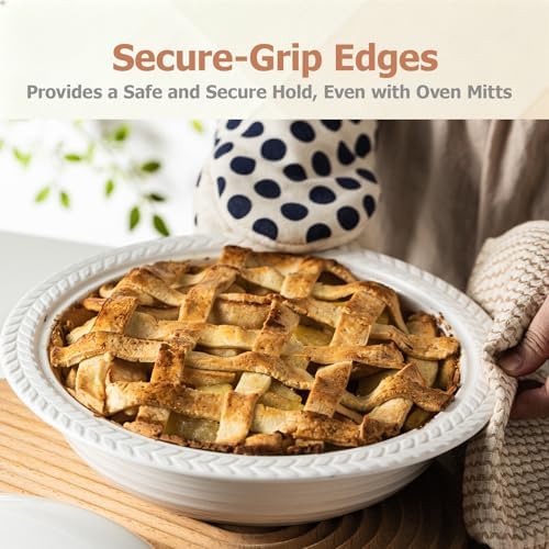 Deep Dish Pie Pan with Lid for Baking, 11 inch Pie Dish with Cover
