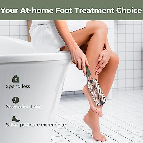 Foot File Foot Scrubber Pedicure - Callus Remover for Feet Easkep Professional Grater Rasp Foot Scraper Corns Callous Removers Cracked Dead Skin Remover for Dry and Wet Feet (Grey Green)