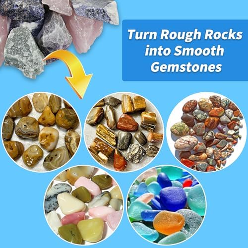 Rock Tumbler Grit Kit - 10LB Rock Polishing Grit & Ceramic Tumbling Media, 4-Step Polish Refill with Plastic Pellets, Polish Up to 70 lbs of Rocks, Compatible with All Rock Tumblers & Polishers