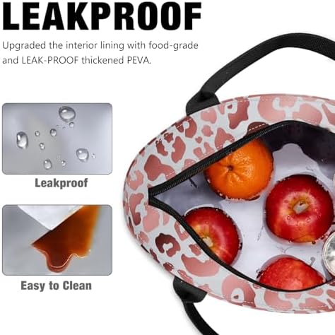 Aosbos Lunch Tote Bag,Insulated Lunch Bag For Women,Work,Office, Leopard