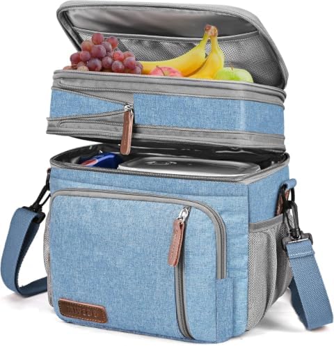 MIYCOO Lunch Bag for Men & Women, Expandable Double Deck Lunch Box, 15L