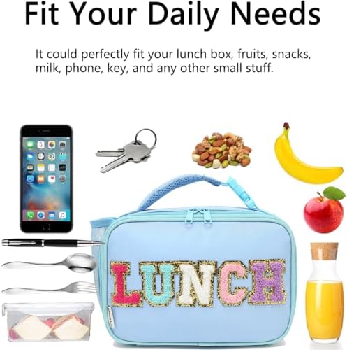 GYEUKHAM Insulated Lunch Box for School, Thermal Reusable Durable Freezable Lunch Bags for Kids Boys Girls Men Women - Small Soft Cooler Portable Lunch Tote Kit for Work Picnic Travel,Blue Alphabet