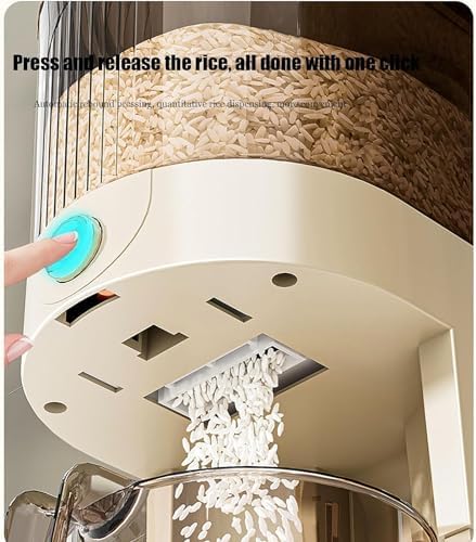Peaoop 22LBS Rice Dispenser, Large Grain Container Storage with Lid Measuring Cylinder Household Cereal Dispenser Bucket for Kitchen Soybean Corn (22lb)