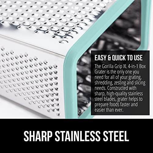 GORILLA GRIP® XL 4-Sided Stainless Steel BPA-Free Cheese Grater, Mint