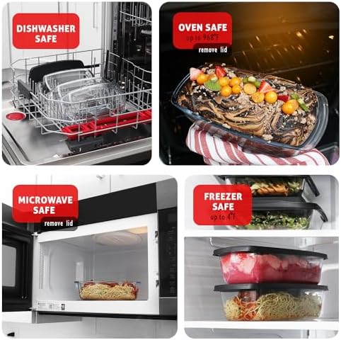 Nestl Set of 6 Glass Bread Loaf Pans for Baking Bread Glass Food Storage Containers with Lids, Glass Baking Dishes for Oven, Pound Cake Pan 1.9 Quart
