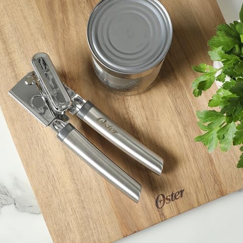 Oster Chadswyck 8” Can Opener, Stainless Steel Manual Can Opener with Soft Grip Handles, Smooth Edge Cutting, Dishwasher Safe