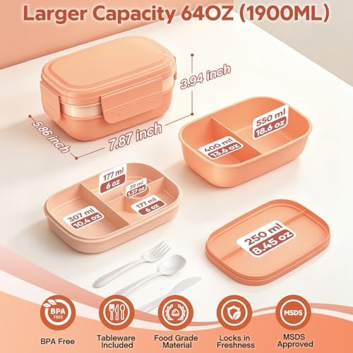 Bento Box Adult with Insulated Lunch Bag - 3 Stackable Leak-Proof Lunch Box