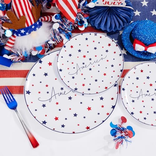 EjonirInjonir 180pcs 4th of July Plastic Plates for Independence Day