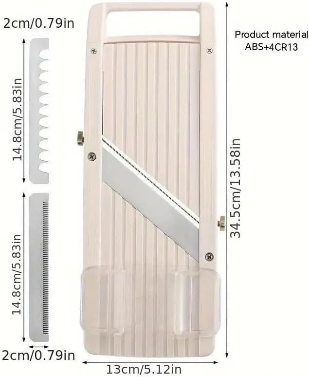 Japanese Mandoline Slicer for Kitchen, 5" Wide Stainless Steel Blade Mandolin Vegetable Cutter, Ivory
