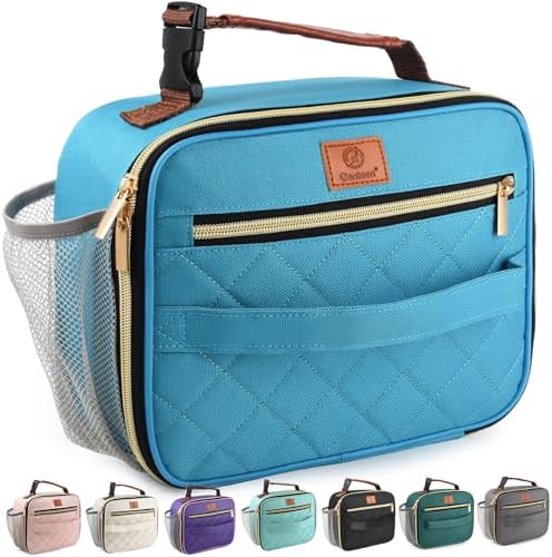 Genteen Lunch Box for Kids, Boys - Insulated Small LunchBox Reusable, Zip Closure & Buckle Handle, Portable Cooler for Work, School, Travel (Light Green)