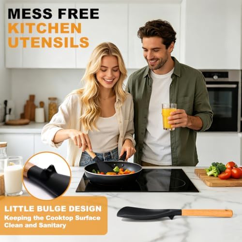 2 Pack Silicone Cooking Spoon for Nonstick Cookware, Silicone Spatula Spoon