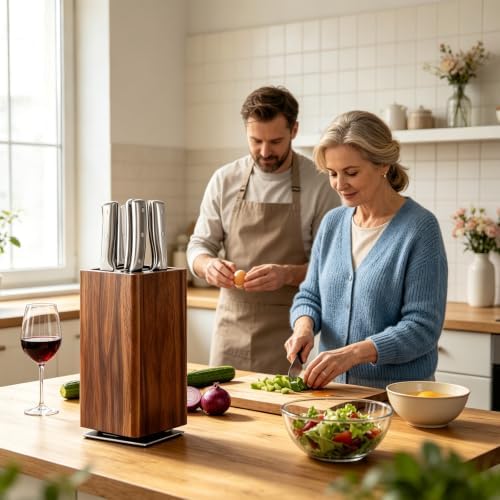 Magnetic Knife Block, 360° Rotating Knife Holder without Knives