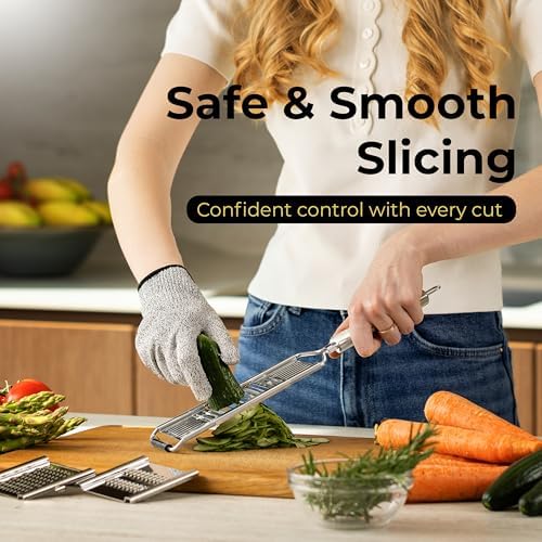 Gramercy Handheld Mandoline Slicer for Kitchen, Stainless Steel, 4 Blades