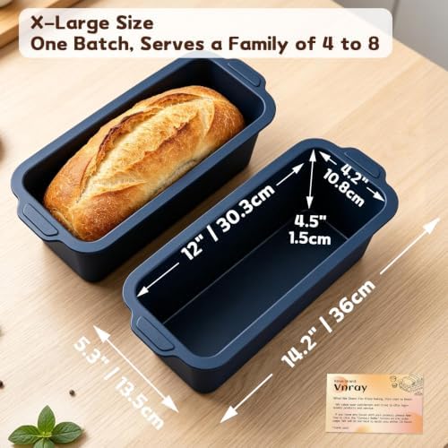 Silicone Long Bread Loaf Pan: 12x4.2x4.5 Inch Homemade Sandwich Baking Mold