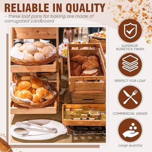 Sabary 50 Pcs Paper Baking Loaf Pan with Lids Disposable Paper Pans Mold for Christmas Winter Birthday Cake Bread Bakery Holiday Gifts(10.24 x 2.56 x 1.97 Inches)
