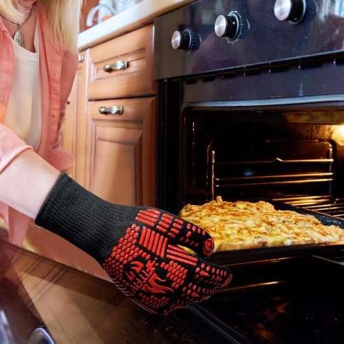 BBQ Gloves, 1472°F Heat Resistant with Silicone Grip Oven Mitts