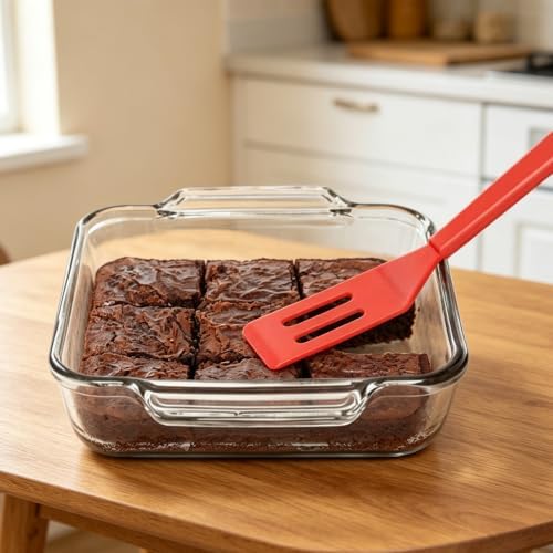 【2 Pack】Kunovo Small Spatula for Nonstick Cookware Mini Spatulas for kitchen Use,Heat-Resistant Silicone Thin Spatula Cooking Baking (Red-2)