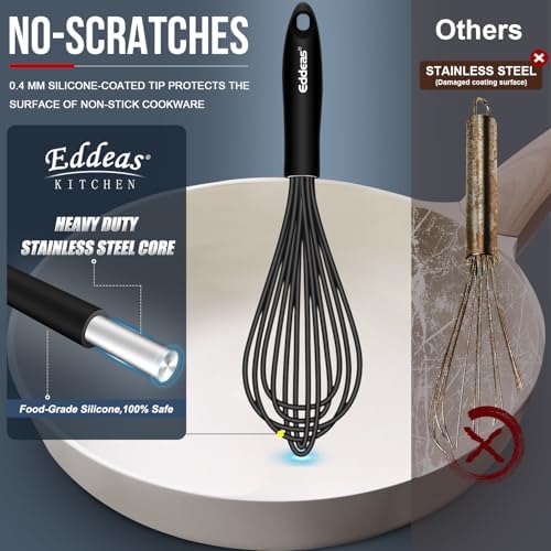 Whisks For Cooking Up To 500°F Silicone Whisk tool Non-Scratch