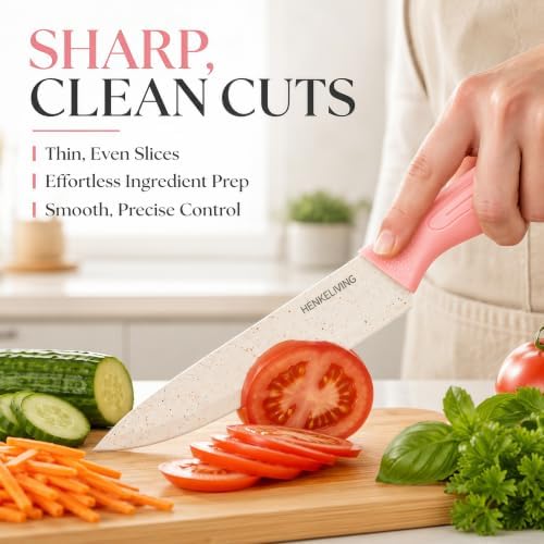 Knife Set with Built-in Sharpener Block, Dishwasher Safe