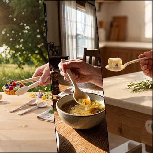 24 Pcs Ivory Plastic Serving Utensils Set, Disposable & Reusable Supplies
