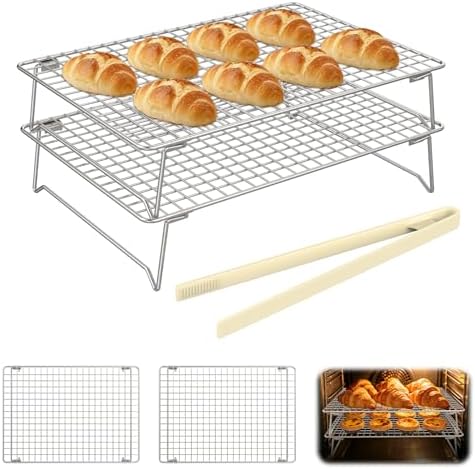 2-Tier 304 Stainless Steel Cooling Rack for Baking, 13"x9"x2.17"