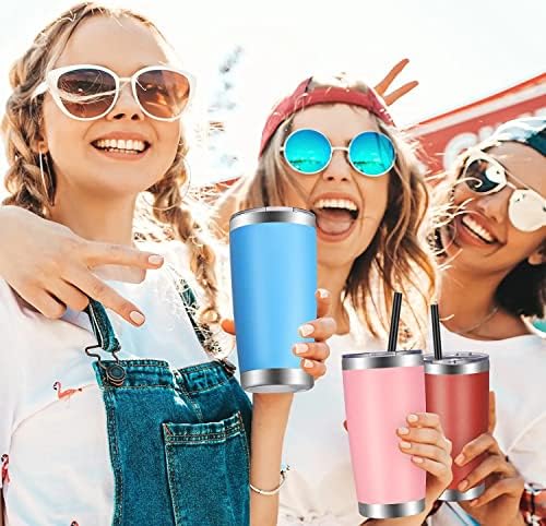 VEGOND 20oz Tumbler with Lid and Straw Stainless Steel Tumbler Cup Vacuum Insulated Double Wall Travel Coffee Mug Powder Coated Coffee Cup, Sky Blue, 1 Pack