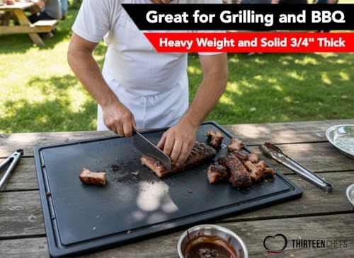Extra Large Cutting Board 24x18, Meat Carving Juice Groove, Black Plastic