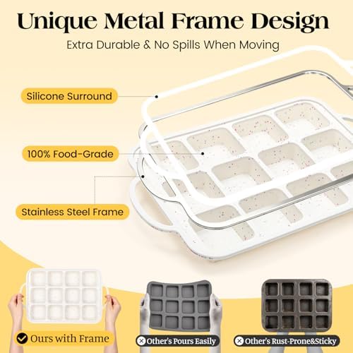 Vinino Silicone Brownie Pan with Dividers, 1 Pack with Metal Frame