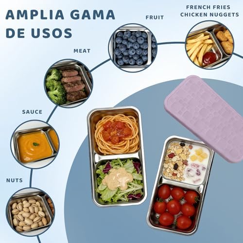 15 oz Snack Containers for Kids, Stainless Steel Lunch Box 3 Pack