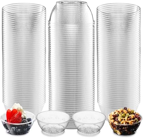 6 Oz Clear Mini Plastic Dessert Bowls (100-Pack) Disposable Serving Bowls