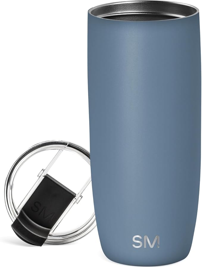Simple Modern Voyager Tumbler with Flip Lid | Travel Coffee Mug | Insulated Stainless Steel Cold Brew Iced or Hot Coffee Cup | Gifts for Women Men Her Him | 20oz, Blue Dune