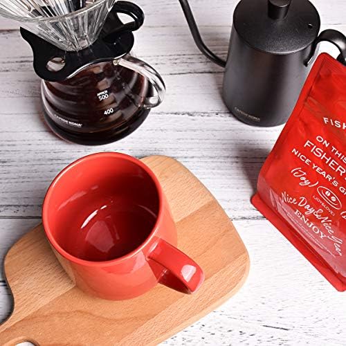 Bosmarlin Glossy Ceramic Coffee Mugs Set of 2, Tea Cup for Office and Home, 18 oz, Suitable for Dishwasher and Microwave(Red, 2)