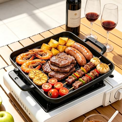 Cast Iron Grill Pan, Skillet Steak Pan (10 inch)