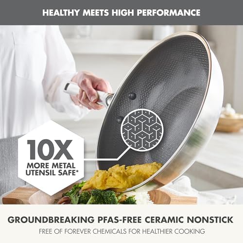 GreenPan Hybrid APEX 11" Tri-Ply Stainless Steel Wok, Ceramic Nonstick Pan