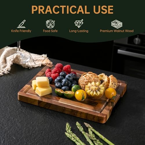 THETCHRY Walnut Cutting Board, Small Wooden Cutting Board Meal Prep Serving