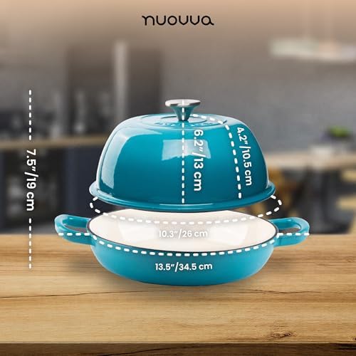 Enamelled Cast Iron Dutch Oven Pot – Dutch Oven For Sourdough Bread Baking – Cast Iron Bread Pot – Blue, 6 Quarts, 26cm – by Nuovva