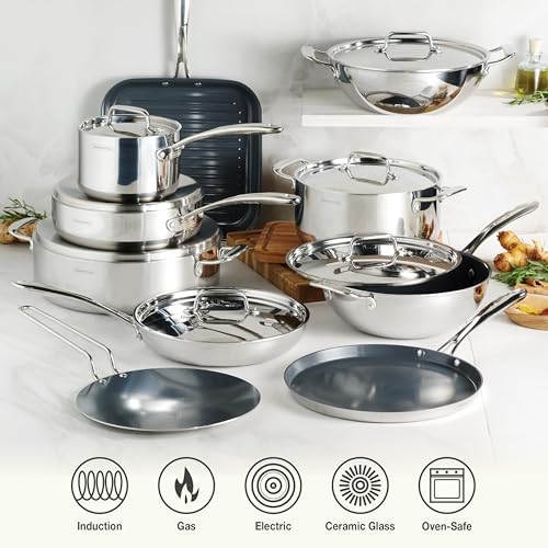 Tramontina Utsava Tri-Ply Clad Stainless Steel 10-Inch Square Grill Pan