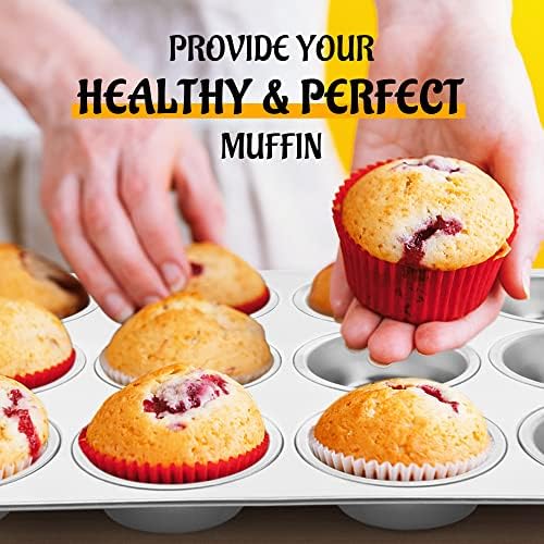E-far 12-Cup Muffin Pan Set of 6, Stainless Steel Cupcake Pan for Oven