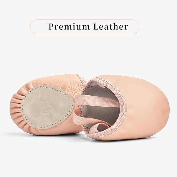Stelle Leather Half Soles Dance Shoes Womens Lyrical Pirouette Turners Dance Shoes for Turning (Girls/Boys/Men/Adult)